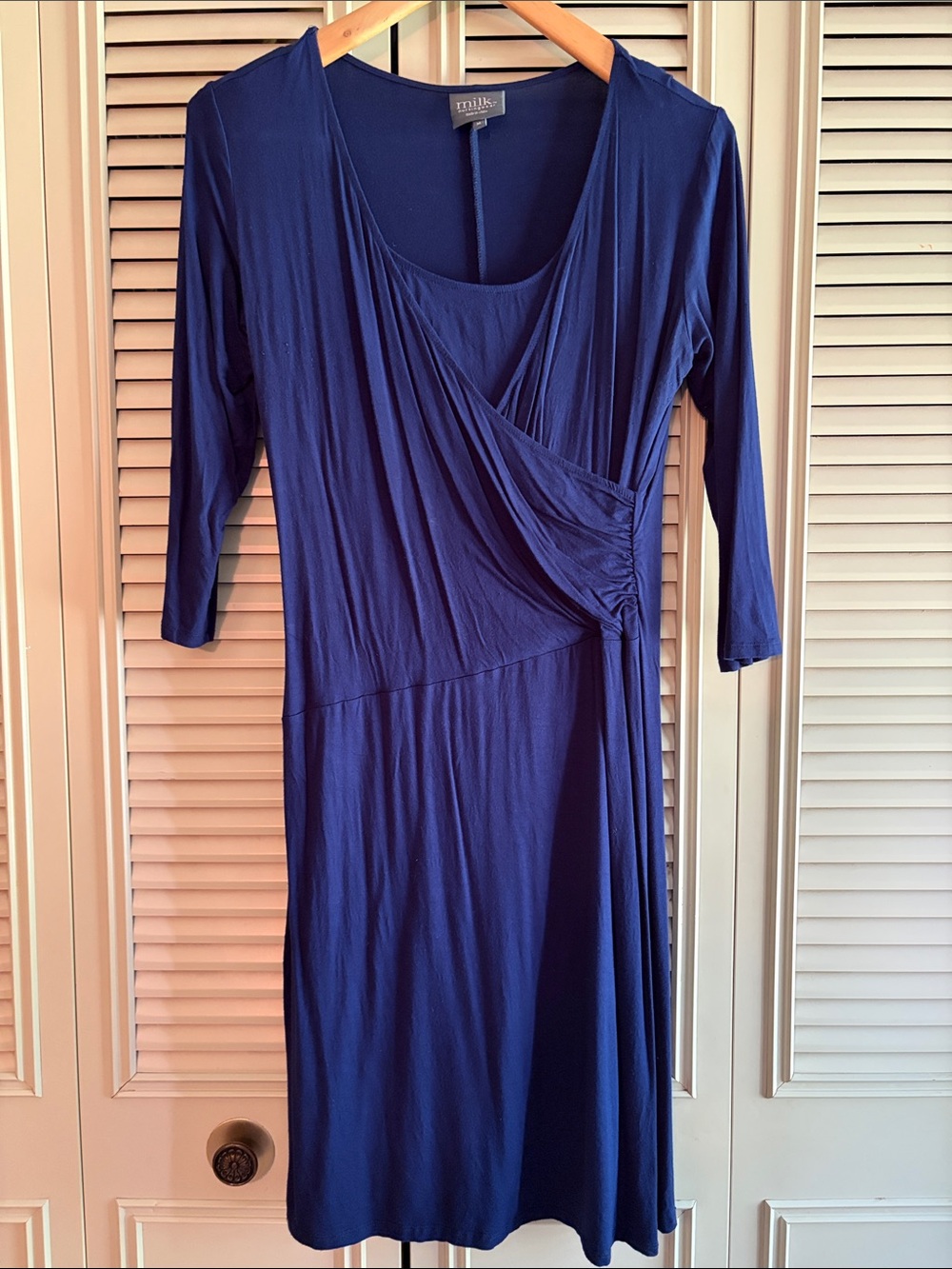 Eddie Bauer Navy Faux-Wrap Midi Dress